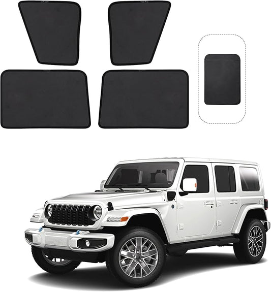 Front Side Half Window Shade Foldable Custom Fit for 2018-2025 Je-ep Wrangler JL Car Window Shades for Side Window Sun Shade UV Protection Heat Insulation for Camping Sleeping 4PCS