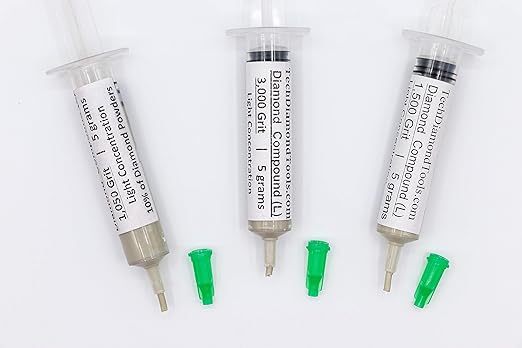 TechDiamondTools Kit of 3 Diamond Polishing Compound Polishing Paste USA Made 1050 1500 3000 Grit for Marble Glass Metal Rock Jewelry Resin Silver Gemstone with 10% of Diamond Powder