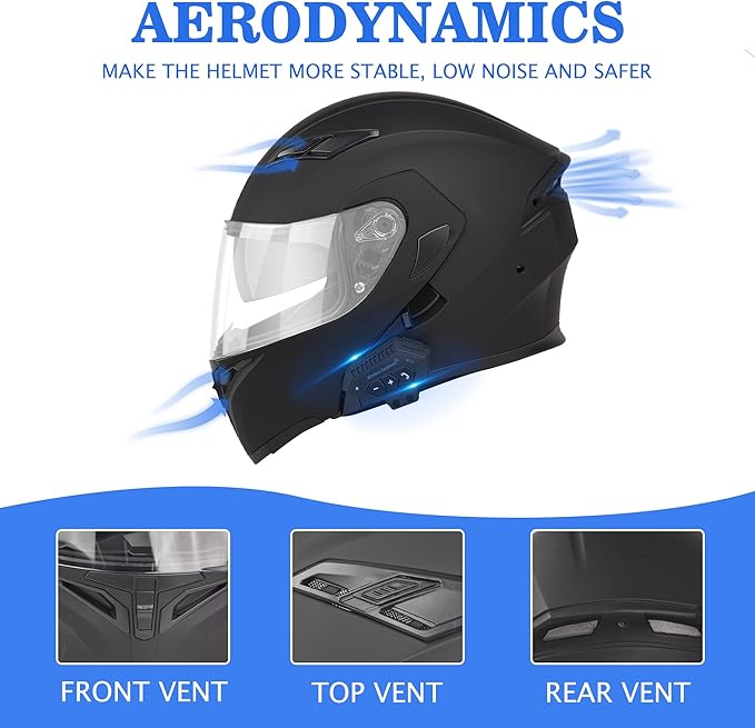 Bluetooth Motorcycle Helmet,Modular Motorcycle Helmet with Bluetooth,DOT Approved Dual Visor Full Face Flip up Bluetooth Integrated Motorcycle Helmets for Adults Men Women