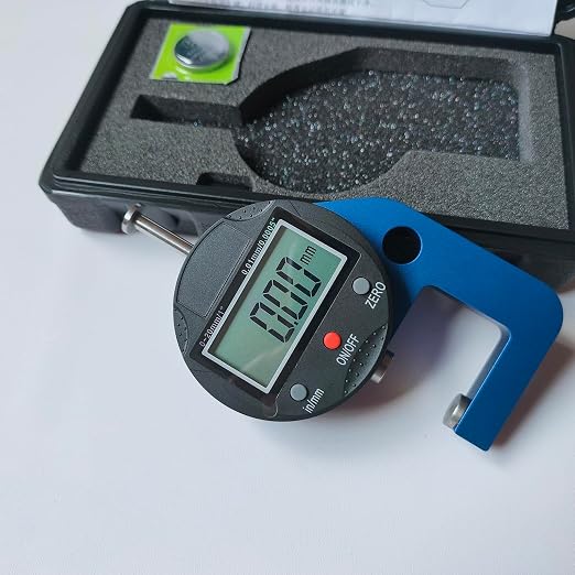 Digital Micrometer Measuring Indicator Measuring Range 0.0005‘’/0.01mm 0-20mm Measuring Indicator, Digital Thickness Gauge for Leather, Paper, Sheet Metal and More.