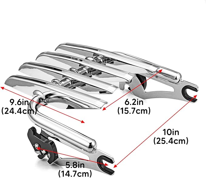 Mofun Chrome Luggage Rack Stealth Style Detachable Compatible with Harley Touring Street Electra Road Glide Road King 2009-2025, Fit Street Glide Accessories