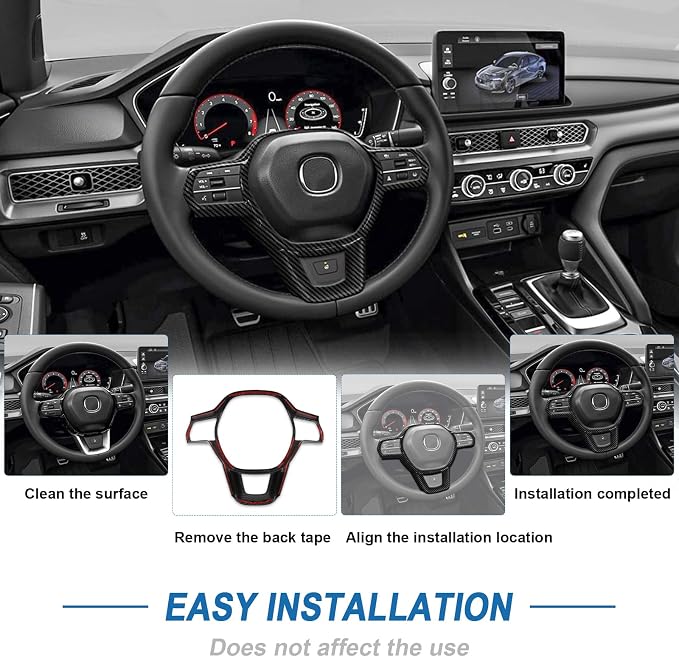 Carbon Fiber Steering Wheel Cover Compatible with 2023–2026 Acura Integra