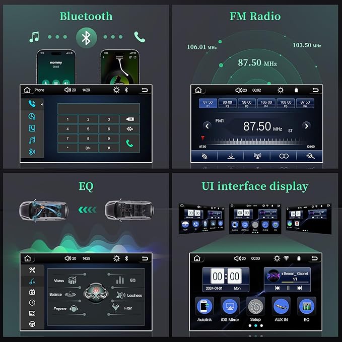 [Stable] Double Din Car Stereo with Wireless Apple CarPlay and Android Auto, 7 inch Touchscreen Car Audio Receiver with Bluetooth, FM Radio, EQ, Mirror Link, Rearview Camera, USB/AUX/U Disk/SWC