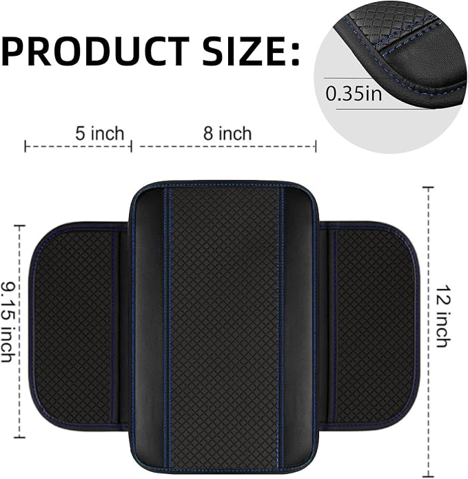 NBTEPEM 6 PCS Car Steering Wheel Cover Set, Microfiber Leather Steering Wheel Covers Universal 14.5-15 inch, Center Console Cover, Seat Belt Cushion, Cup Holder Coaster, Car Accessories Set Blue
