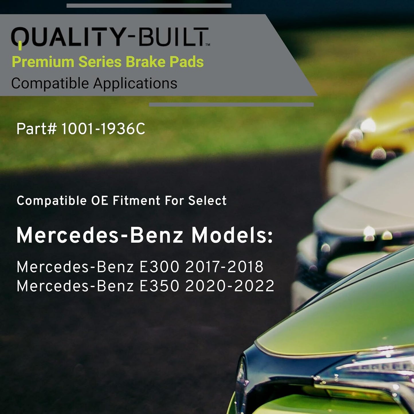 Premium Ceramic Rear Brake Pads (1001-1936C) Compatible with Mercedes-Benz E300 2017-2018, Mercedes-Benz E350 2020-2022