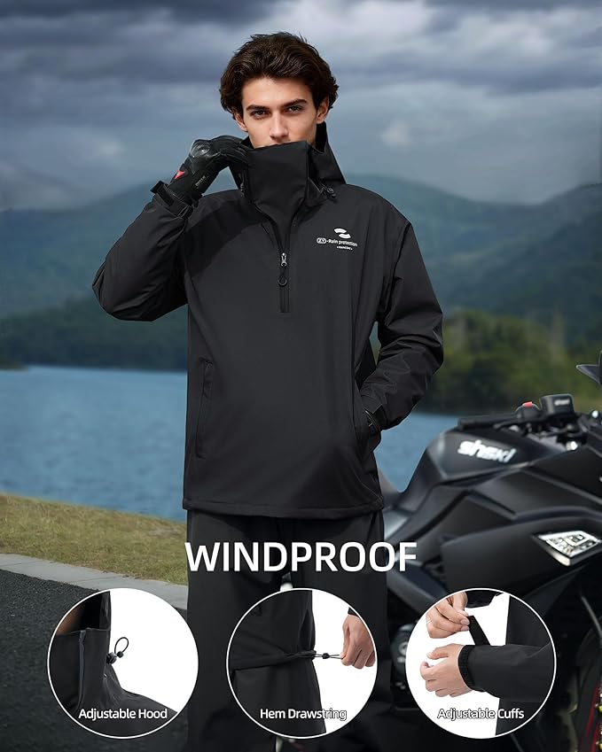 Rain Suits for Men Waterproof Lightweight Packable Outdoor Breathable Raincoat with Hood for Fishing Cycling