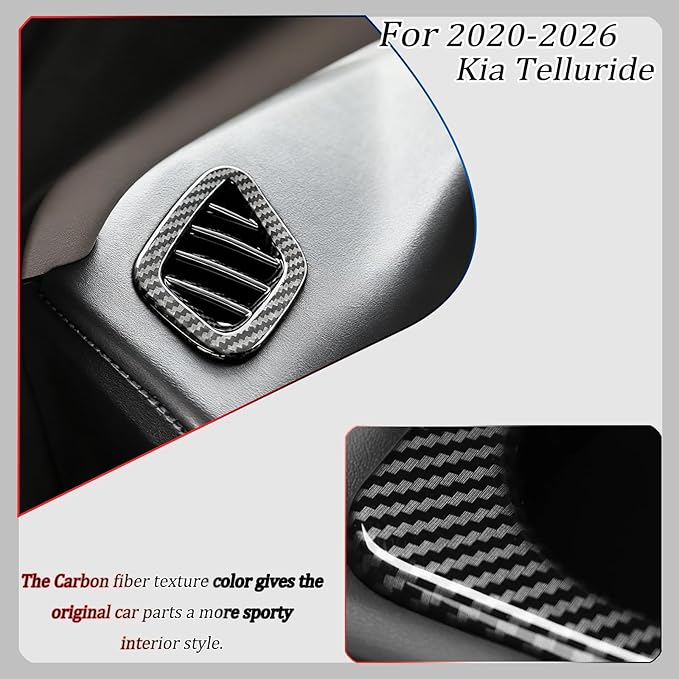 Dashboard Air Vent Cover, for Kia Telluride 2020 2021 2022 2023 2024 2025 2026,Sport Interior Trim Accessories - Carbon Fiber.
