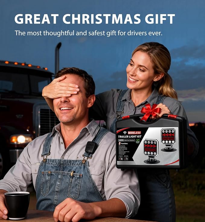 Wireless Bluetooth Magnetic Trailer Lights, Fast Charging LED Trailer Light Kits, IP65 Waterproof10H Battery 100FT Range for Trailer,Truck, RV, Camper,Boat – Brake,Turn,Reverse & Hazard Safety Lights