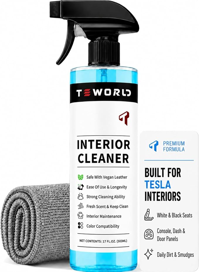 Tesla Seat Cleaner & Stain Remover, Tesla Interior Cleaner for White & Black Vegan Leather | Tesla Model Y Juniper Accessories 2026 & Tesla Model 3 Accessories, S/X/Cybertruck
