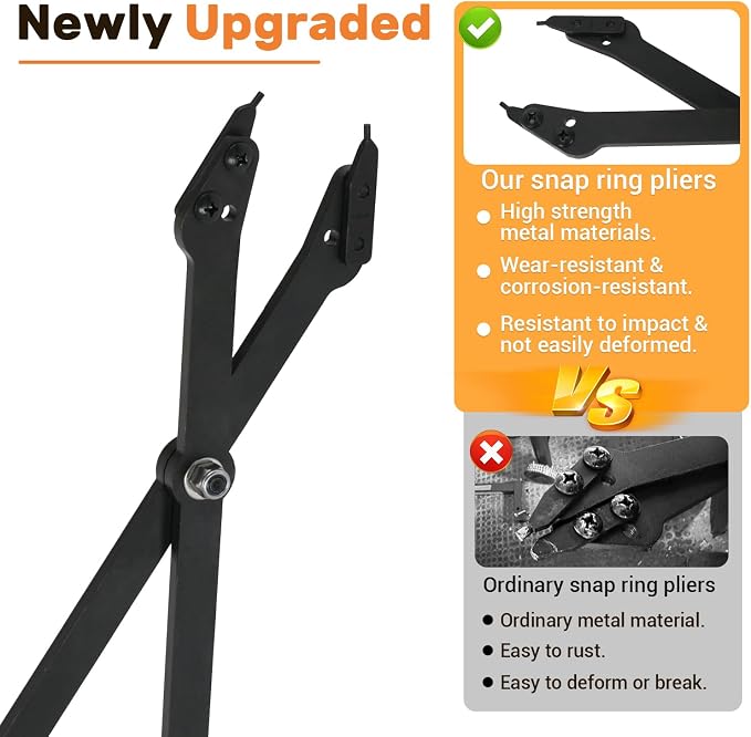 26" Internal Retaining Ring Pliers for GM 5L40 5L50 6L50 6L80 6L90 Transmission, Heavy Duty Large Snap Ring Pliers with Straight Tips, Extra Long Transmission Snap Ring Removal Tool