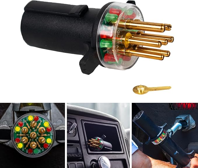 Innovative Products of America (7865L) 7-Way Round Pin Tractor Trailer Circuit Chaser™ for Testing Turn Signals, Hazard Lights, Brake Lights and More