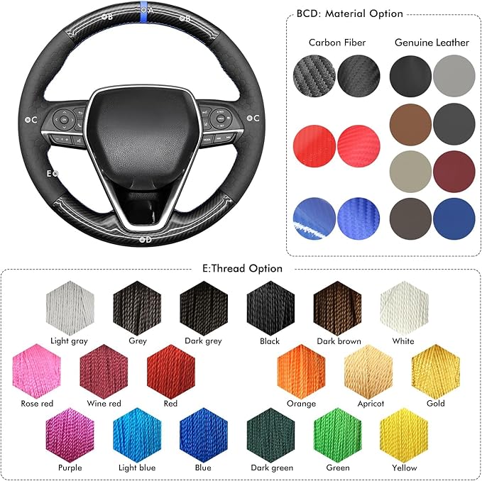 MEWANT Steering Wheel Cover for Toyota RAV4 2019-2024/Camry 2018-2024/Corolla 2020-2024/Avalon 2019-2022 Hand-Stitched Steering Wheel Wrap