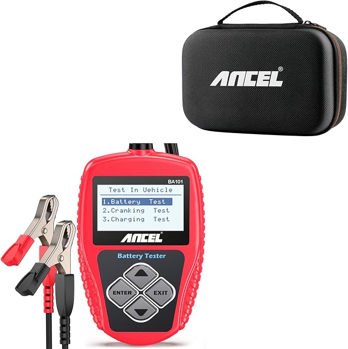 ANCEL BA101 12V Car Battery Tester - Digital Automotive Batteries & Alternator Diagnostic Tool with Protective Large case