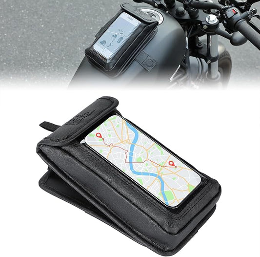 KEMIMOTO Magnetic Tank Bag Phone Case, PU Leather Water-Resistant Motorcycle Phone Holder, Breathable Adjustable Case for Touch Screens up to 6.9 Inch