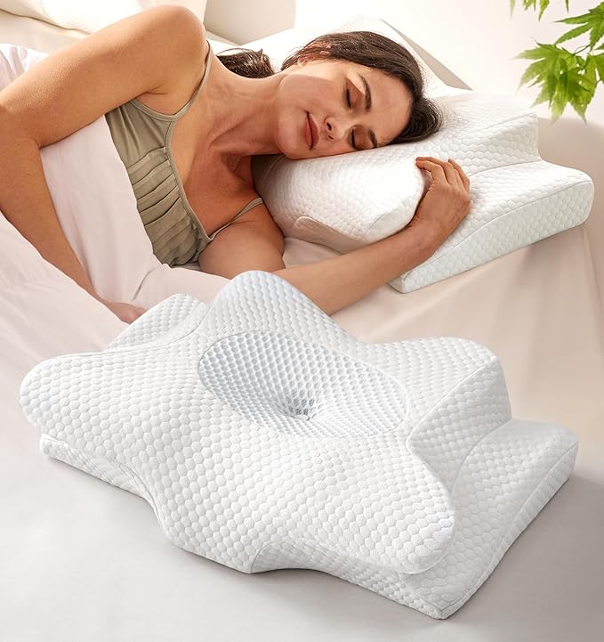 Emircey Clinical-Level Relief Cervical Neck Pillow for Sleeping, Orthopedic Contour Memory Foam Pillow for Side Sleepers, Cooling Reading Pillow for Neck Relief, Ergonomic for Back Stomach Sleepers