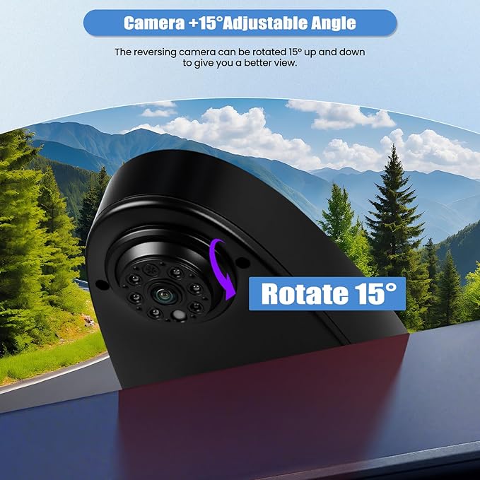 Camecho Top Rear Dual Backup Camera Rear View Compatible for Mercedes Benz Sprinter 2010-2019 Van Truck AHD IR Night Vision Waterproof Roof Mount Reversing Brake Light Parking Assist Replaces