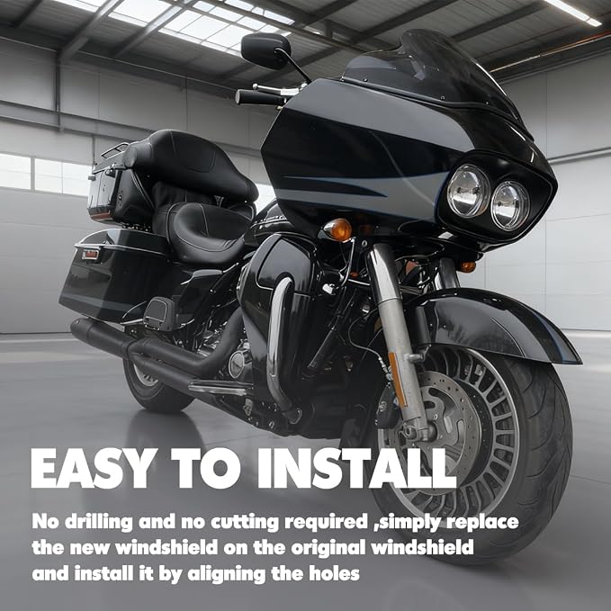 Smoke 13" Wave Windshield Windscreen Compatible for 1996-2013 Harley Davidson Touring Road Glide EFI FLTRI/FLTR/FLTRU/FLTRXSE/FLTRXSE2/FLTRX/FLTRSEI/FLTRSEI2/FLTRSE3