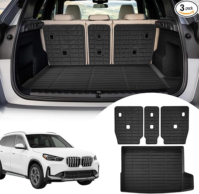 Cargo Liners Backrest Mat for BMW X1 Accessories 2023-2025 with Hook&Loop Rear Trunk Mat Rear Seat Back Cover Protector All Weather Anti-Slip Split Dog Liner 4 PCS