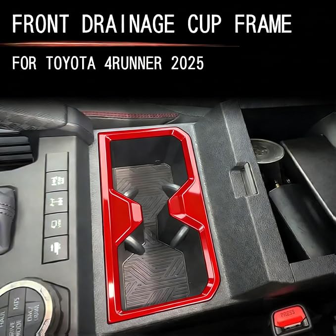 Front Rear Holder Decors for Toyota 4Runner 2025 2026 Interior Accessories Dashboard Cover Center Consoles ABS Trim Dark Red