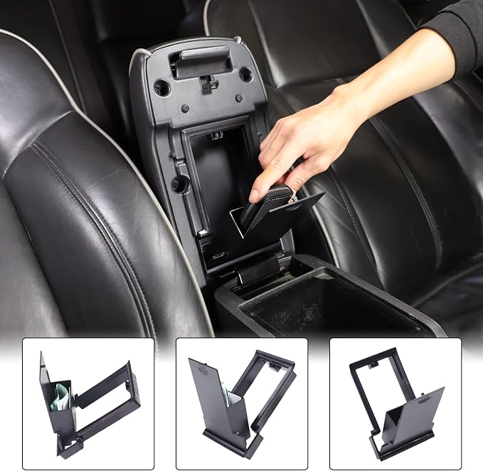 Car Armrest Hidden Storage Box Compatible with Hummer H3 2005-2009 Center Console Handrail Privacy Storage Box Organizer Tray Armrest Storage Box Container Insert Pallet Manager Interior Accessories