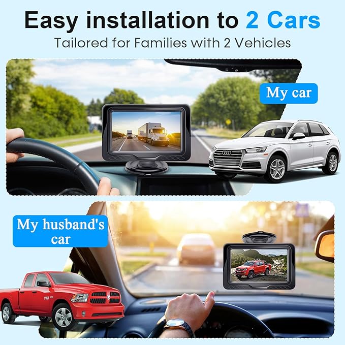 Backup Camera Ease Install for 2 Cars - 2-Pack, Plug & Play, HD 1080P Rear View Camera Kit, Waterproof, Night Vision for Car, Truck, SUV, Van