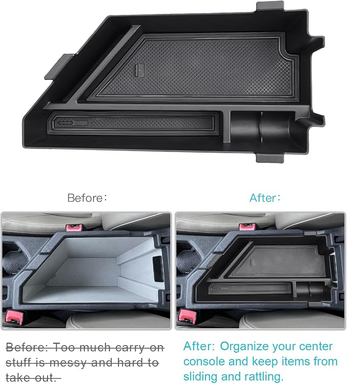 CDEFG for Volkswagen Jetta 2020-2025 2026 Center Console Organizer Tray 2020-2025 2026 VW Jetta Accessories Middle Console Organizer Armrest Storage Box Arm Rest Insert