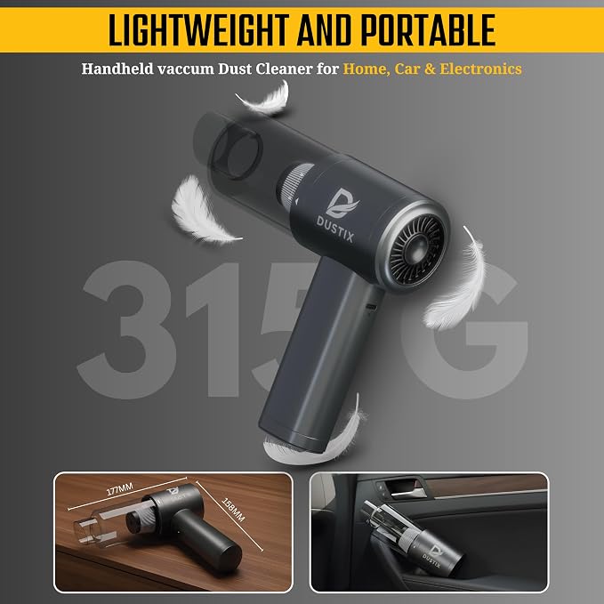 Car Vacuum Portable Cordless 12000Pa Powerful Suction Handheld Mini Rechargable Small Vacuum Cleaner Brushless Motor 4000mAh Rechargeable Type C Blower Inflator Deflator Car Cleaning