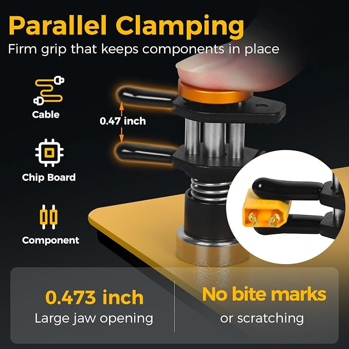 NOEVSBIG Magnetic Helping Hands Clamp Metal, Adjustable Third Hand Soldering Holder Stand For Small Electronics, Hobby DIY, Craft, PCB Repair, Precise Work, Exclusive Dual-Head Ultra-Grip