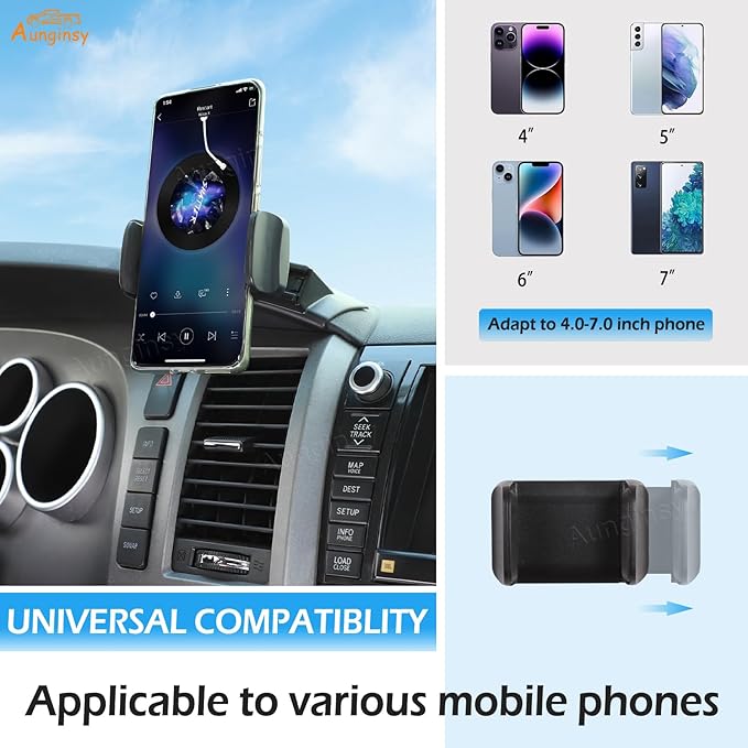 Car Phone Holder Compatible with Toyota Tundra/Sequoia 2007-2013 Center Console Air Outlet Vent Upper Panel Mobile Phone Mount Dashboard Hands-Free Universal Cell Phones Navigation Bracket Accessories