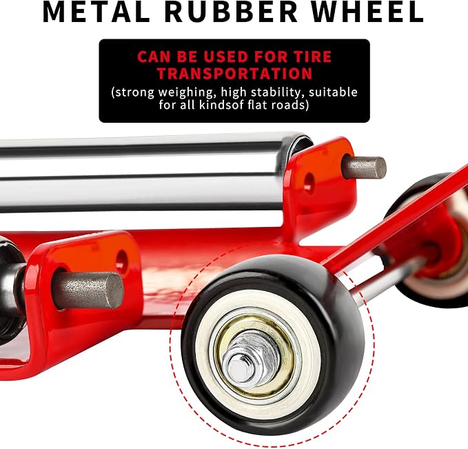 Portable Effortless Tire Jack Tool with Roller Plate and Ramp, Removable Handle with Screw [ Roller Plate + Separate Ramp Version ]