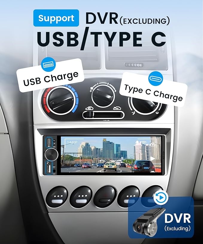 Car Stereo Single Din Wireless Carplay 1 Din Touch Screen Android Auto, Rimoody 6.28 inch Car Radio with Bluetooth 5.2 Mirror Link FM/EQ USB/AUX/TF/SWC Car Audio Receiver with Backup Camera
