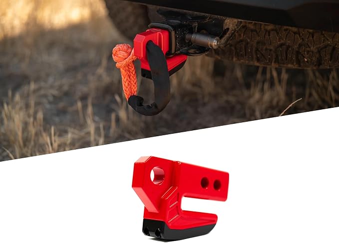 DV8 Offroad Xtract Hitch Skid Plate | Hitch Mounted Rear Skid Plate | 1" Thick Mount for 3/4" D-Ring | Designed to Mount to 2" Receiver with a 5/8" Pin | 13,000 lb Working Load Limit (Red)