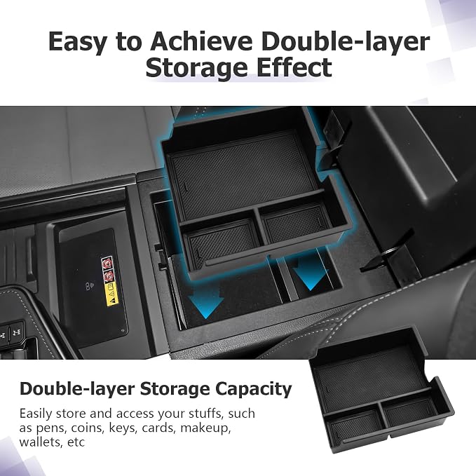 LUWU Center Console Organizer for 2024 2025 2026 Lexus GX 550 Accessories Hidden Box,Armrest Storage Box,Charging Protective Mat,Center Console Cup Holder GX550 Accessories 4-Pack (NOT FIT COOL BOX)