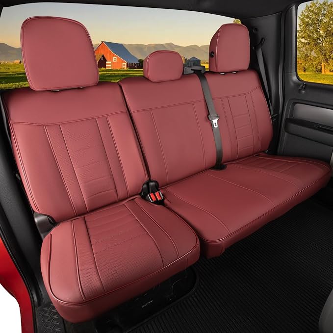 HKZ Custom Fit Seat Covers for Ford F150 - Leather Seats Protector (Burgundy, Front Seat Set for 2012-2014,All Models)