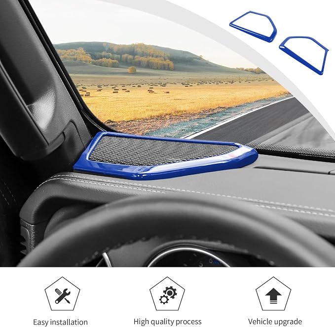 JWWY for Jeep JL Speaker Audio Player Trim Top & A Pillar Cover Trim for 2024-2026 Jeep Wrangler JL JLU & Gladiator JT 4xe Interior Accessories ABS 4PCS Blue