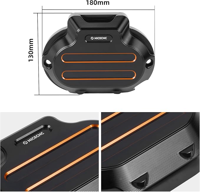 NICECNC Orange Transmission Side Cover Aluminum Compatible with Harley Electra Glide Standard FLHT 2017-2020, CVO Road Glide FLTRXSE 2017-2020, Replacement for 25800057, See Fitments