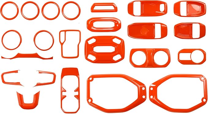 Barong for Jeep Wrangler JL JLU Gladiator JT 2018-2023 Accessories Interior Decoration Steering Wheel Gear Cup Holder Door Panel AC Air Vent Reading Light Cover 23PCS Full Set (Orange)