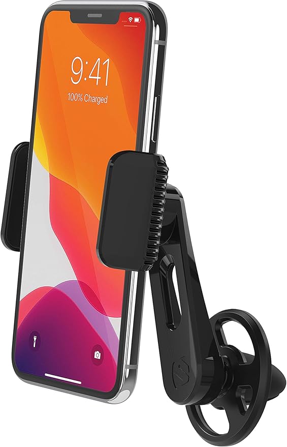 Scosche VP2M-SP Universal Freeflow Vent/Dashboard Phone Holder for Car, 2-in-1 Portable, Adjustable Non-Magnetic Mobile Device Stand with 360° Rotation, Vent Clips and Quick Grip Universal Mount Head