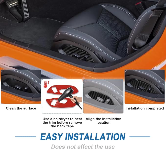 Real Carbon Fiber Power Seat Switch Trim Compatible with Corvette C8 2020-2026, Interior Decor Sticker Accessories