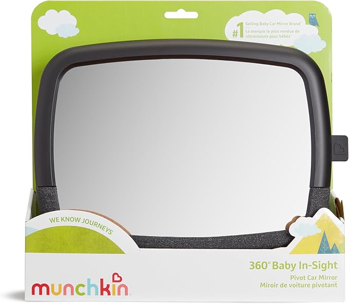 Munchkin Baby Car Mirror for Rear Facing Car Seats,Pivot 360 Baby in-Sight Adjustable Auto Mirror,Black,(Pack of 4)