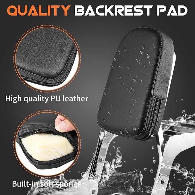Compatible Motorcycle Sissy Bar Backrest + Luggage Rack Pad Compatible for Honda CA250 Rebel 250 CMX250 Heavt-Duty Silver