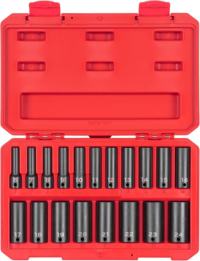 TEKTON 3/8 Inch Drive Impact Socket Set, 19-Piece | SID91307