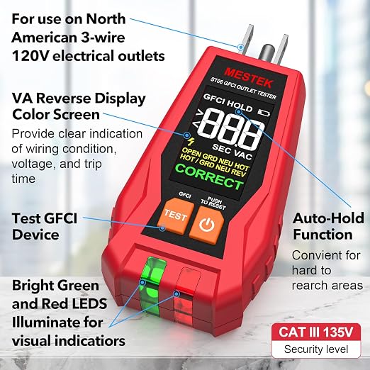 MESTEK Home Inspector Tool Kit with GFCI Outlet Tester, Moisture Meter, Upgraded AC50 Non-Contact Voltage Tester Pen, Electric Tester Kit with Carrying Case, Batteries