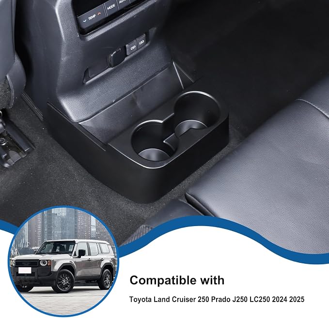 Rear Console Cup Holder Storage Box Compatible with Toyota Land Cruiser 250 Prado J250 LC250 2024 2025 2026 Accessories, Rear Air Vent Cup Holder Organizer Box