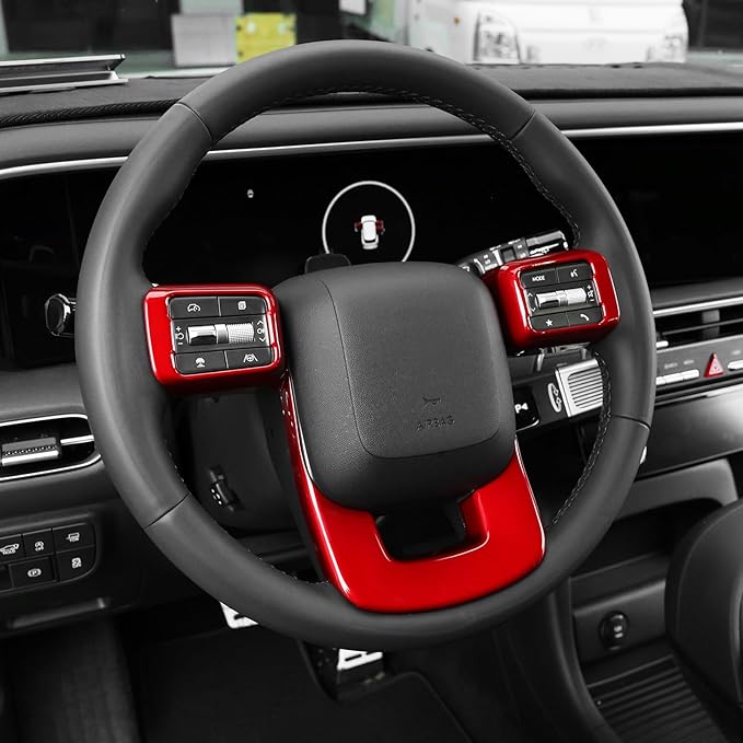 YOUTOOCAR Steering Wheel Cover Trim Compatible with Hyundai Santa Fe 2024-2026 Hyundai Palisade 2026 Hyundai IONIQ 9 Accessories (Red)