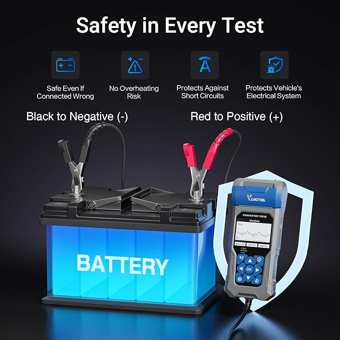 Car Battery Tester with Printer VDIAGTOOL BT600, 6V 12V 24V Automotive Load Tester for Lead-Acid & Lithium, Auto Alternator Starter Charging System Analyzer for Car Truck Motorcycle (3 Paper Rolls)