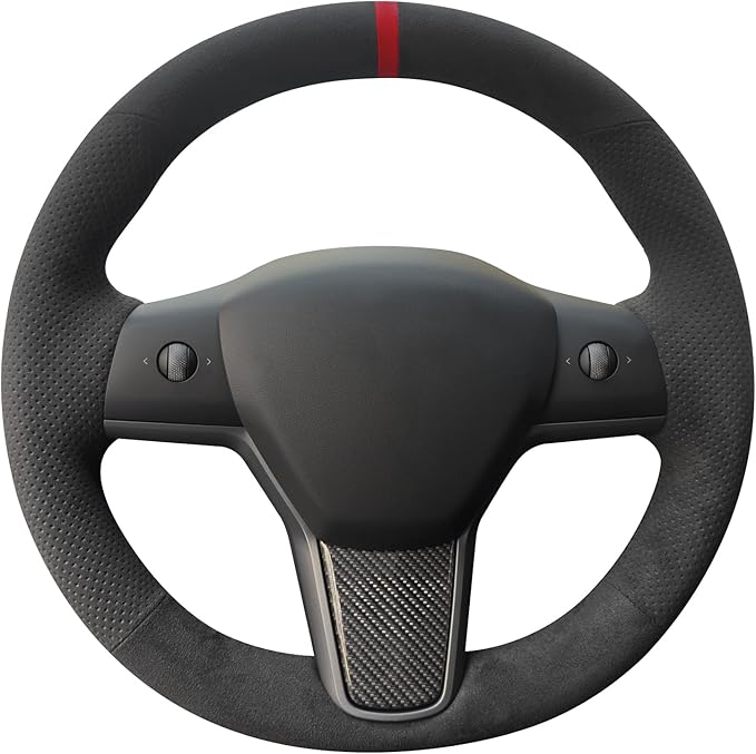 MEWANT Hand Sewn 9002 Athsuede Steering Wheel Cover for Tesla Model Y 2020-2023 Tesla Model 3 2023 Model Y Accessory