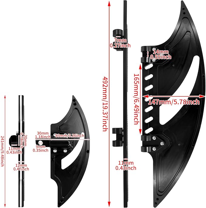 Motorcycle Floorboards CNC Tomahawk Footboards Footpegs Fit for Harley Touring Electra Glide Street Glide Road Glide Softail Dyna (F+R Floorboards Set (Black))