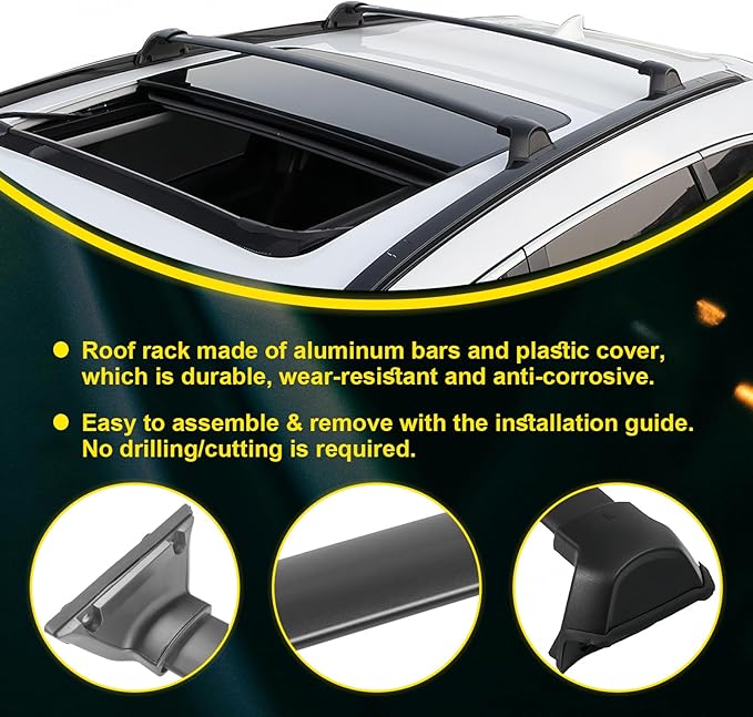 Roof Rack Side Rails & Cross Bars Compatible with Honda CRV CR-V 2017-2022 | Roof Luggage Carrier Rack Rails Crossbars Kit (4PCS)