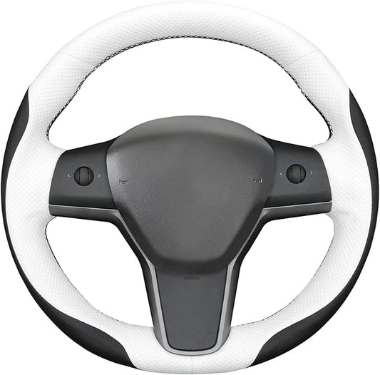 MEWANT DIY Stitching Steering Wheel Cover Wrap for Tesla Model 3 Highland 2023-2025/Model Y 2025 Highland for Tesla Model 3/Model Y Accessories(3D Style)